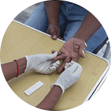Finger prick for HIV test