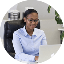 Woman working on laptop